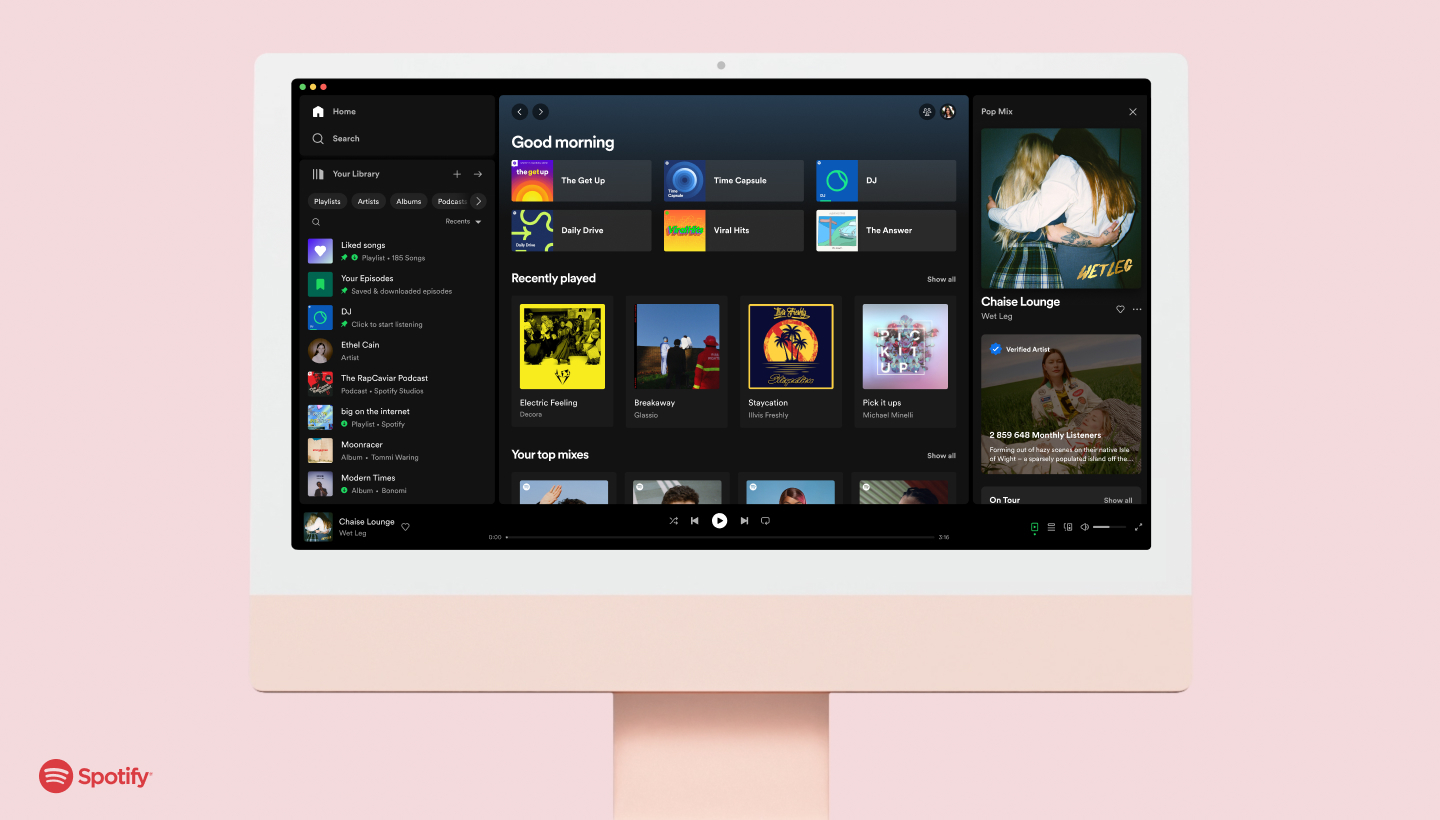 Spotify Desktop ganha novo visual POP CYBER