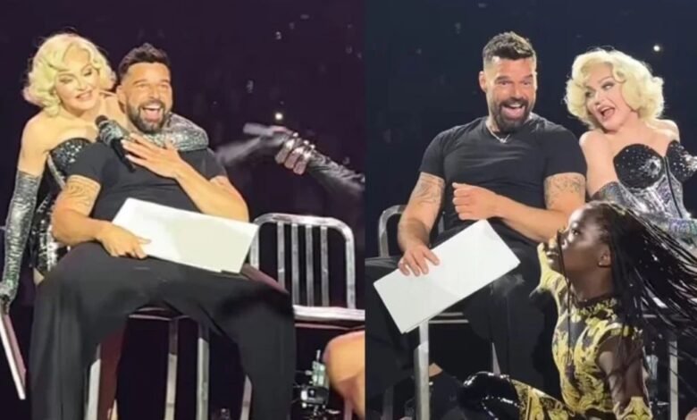 Ricky Martin fica excitado durante participacao em show da Madonna POP CYBER