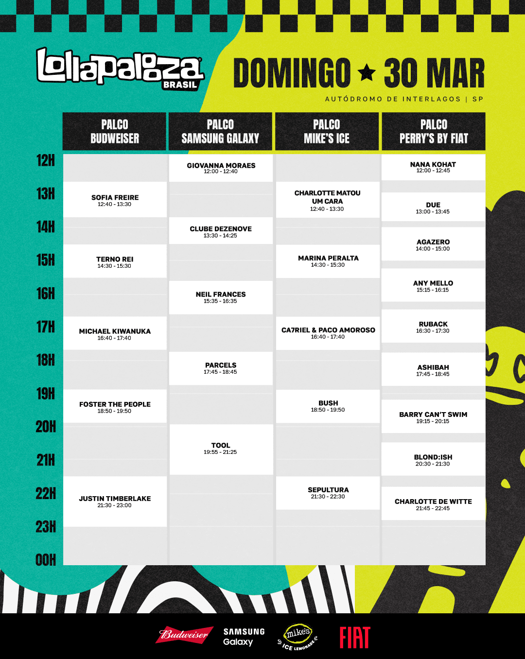 lollapalooza brasil 2025 grade de horarios domingo 30 de marco