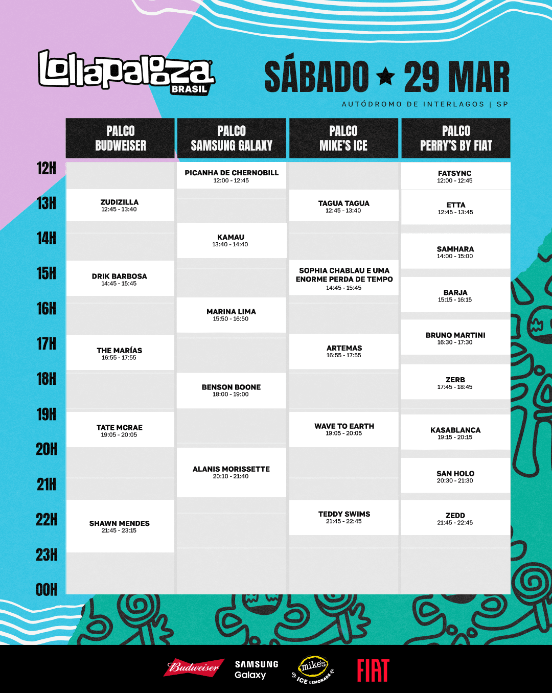 lollapalooza brasil 2025 grade de horarios sabado 29 de marco