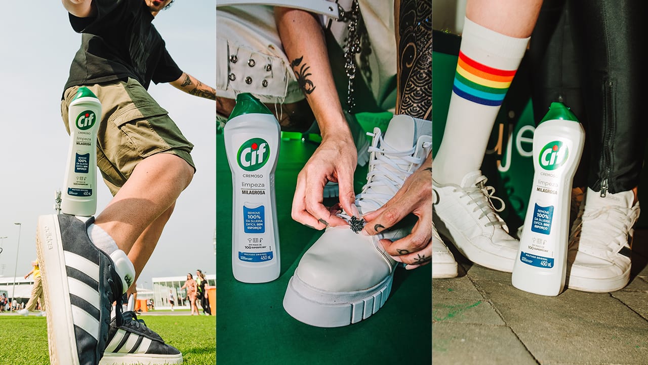 Ação de Cif presenteia com produto quem mostrar foto usando tênis em festivais de música