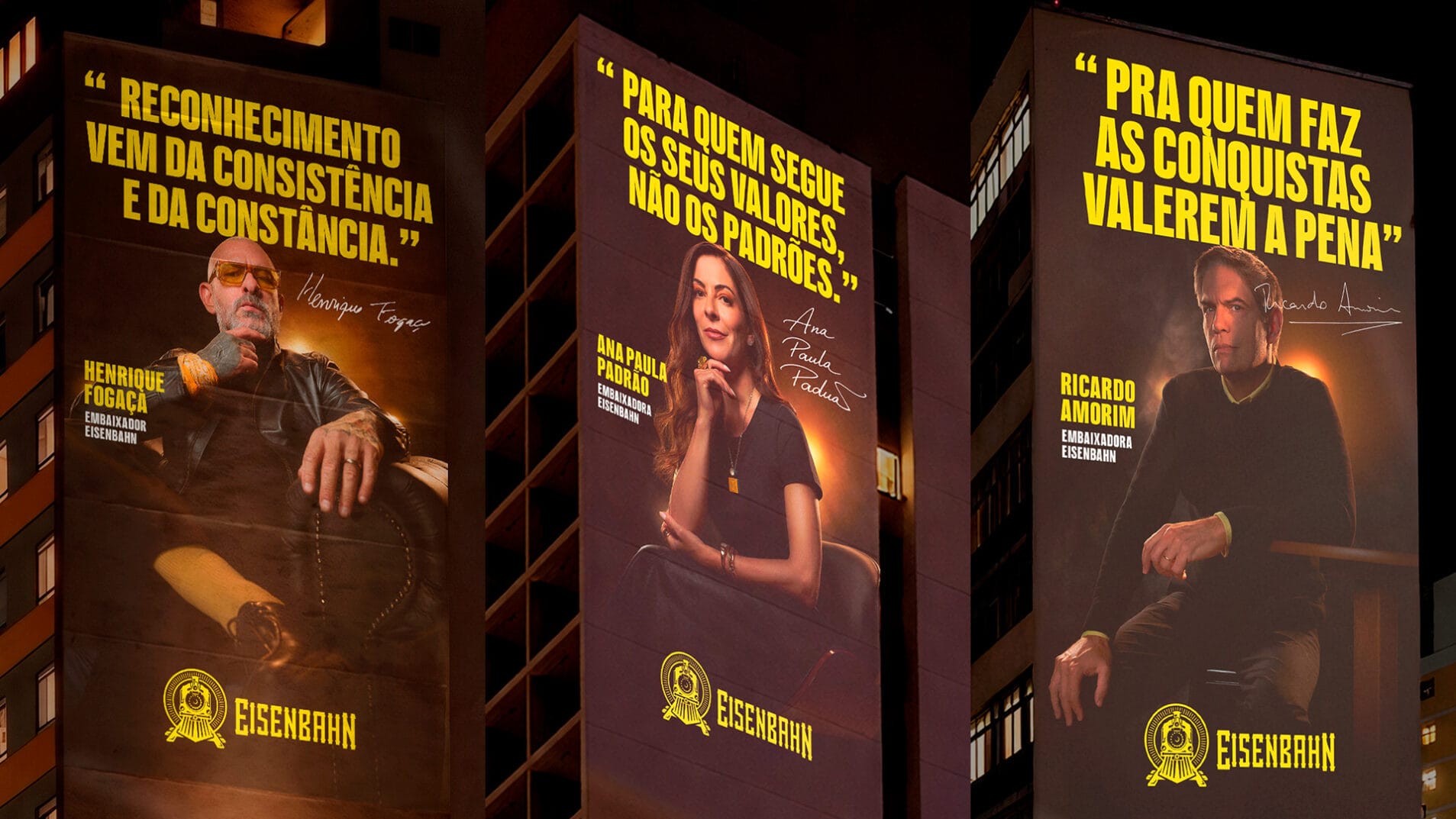 Eisenbahn anuncia Fogaça, Ana Paula Padrão e Ricardo Amorim como embaixadores através de projeções e OOH 1 Eisenbahn anuncia Fogaça, Ana Paula Padrão e Ricardo Amorim como embaixadores através de projeções e OOH