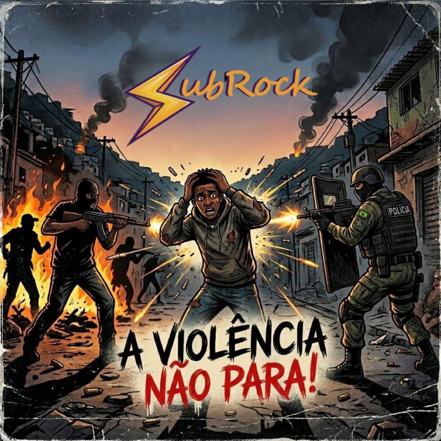 SubRock denuncia o fogo cruzado das periferias no novo single 3 Capa Subrock A Violencia Nao Para