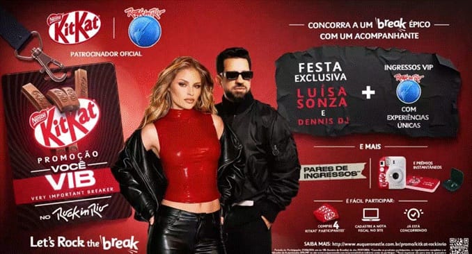 KitKat® lança promoção e leva fãs para a área VIP do Rock in Rio, com festa exclusiva da Luísa Sonza e Dennis