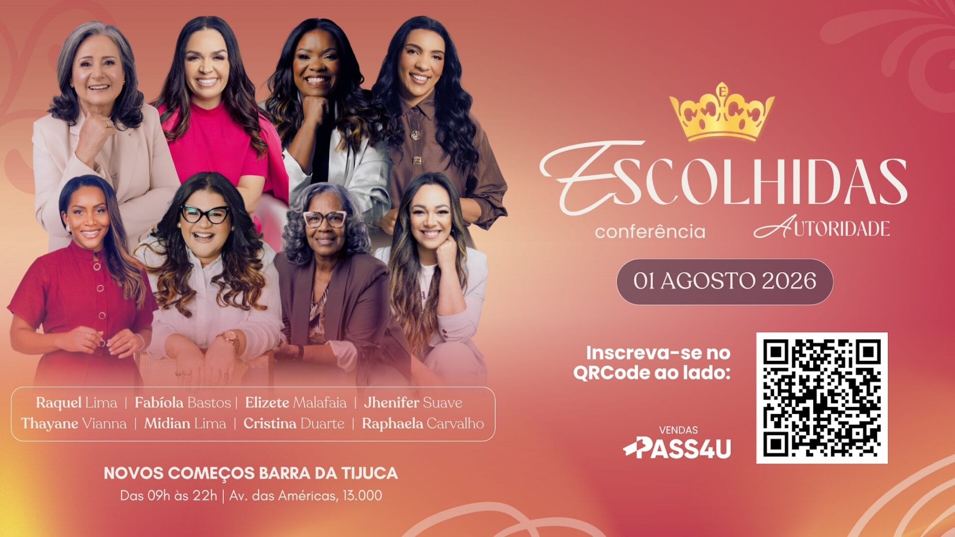 Conferência Escolhidas 2026, idealizada pela pastora Fabíola Bastos, celebra dez anos com edição especial na Barra da Tijuca (RJ) 1 Conferência Escolhidas 2026, idealizada pela pastora Fabíola Bastos, celebra dez anos com edição especial na Barra da Tijuca (RJ)